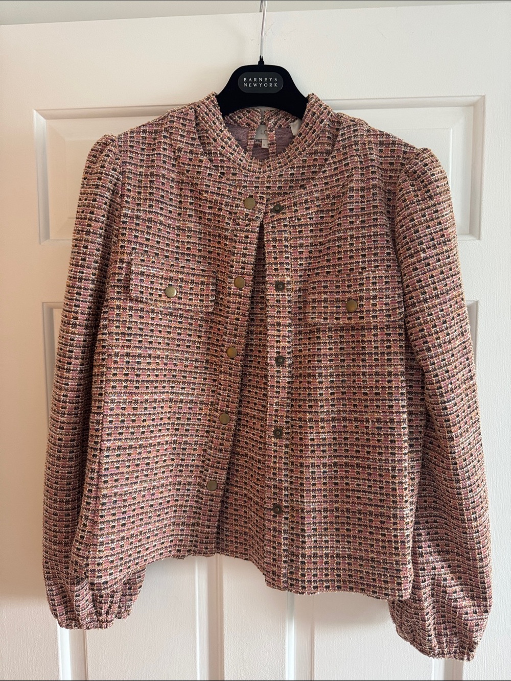LOFT TWO PIECE Tweed Button-Front Jacket and Sleeveless top - Pink